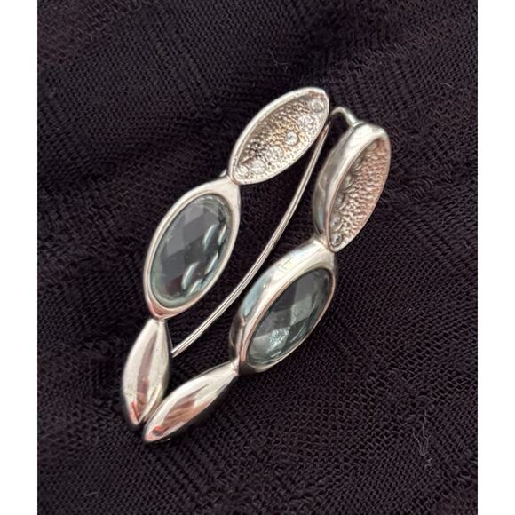 Melinda Maria Ear Crawler Earrings White Diamondettes and Blue Topaz - Picture 2 of 5